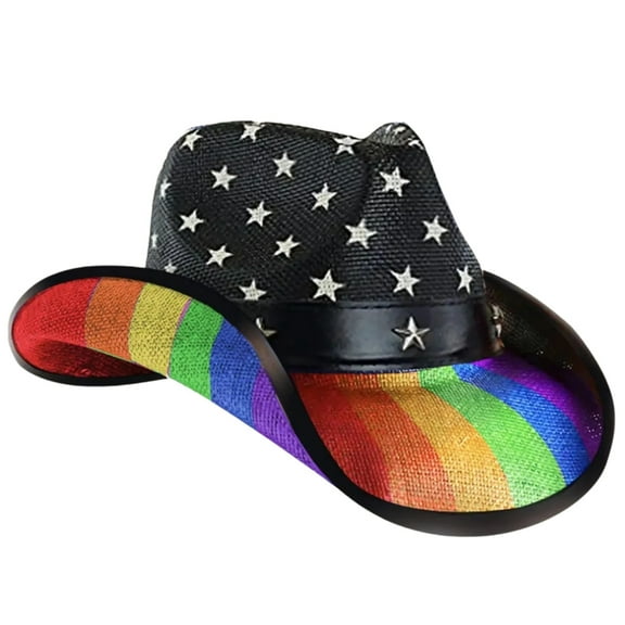 T-HOTLYST Vintage Star Trim Homburg Panama Hat Knight Hat Western Porkpie Hat Sun Hat Cowboy Hats for Dinner Outdoor Casual Wear