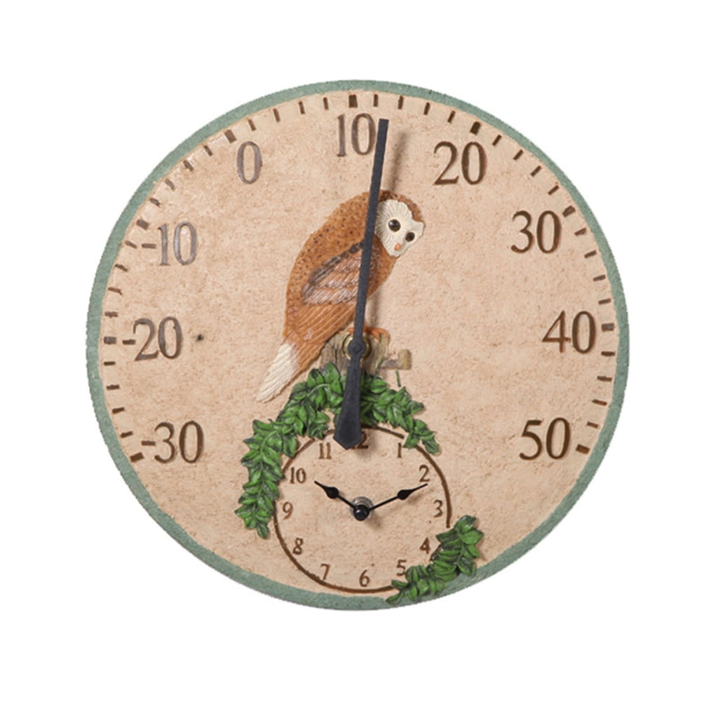 T-HOTLYST Weatherproof Wall Clocks Hanging Digital Weather Thermometers for Garden Kitchen Outdoor Indoor Clock and Thermometers