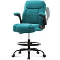 thumbnail image 1 of T HYSpacerX Tall Drafting Office Chair, Ergonomic Faux Leather High Computer Chair with Adjustable Height & Flip-Up Armrest, Heavy Duty Counter Height Stool for Sit Stand Desk, Blue, 1 of 7