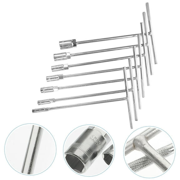 NUOLUX T Handle Socket Wrench Set Chrome Vanadium Steel 7Pcs 11.0X7.3X0.5In