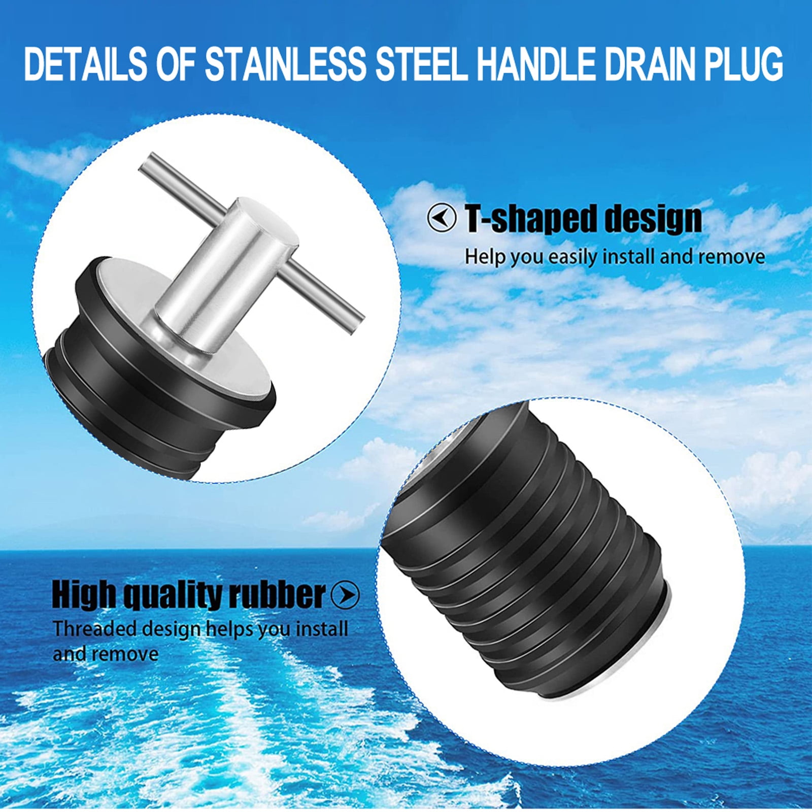 THandle Drain Plug,Marine Drain Plug Adjustable Weatherresistant Long