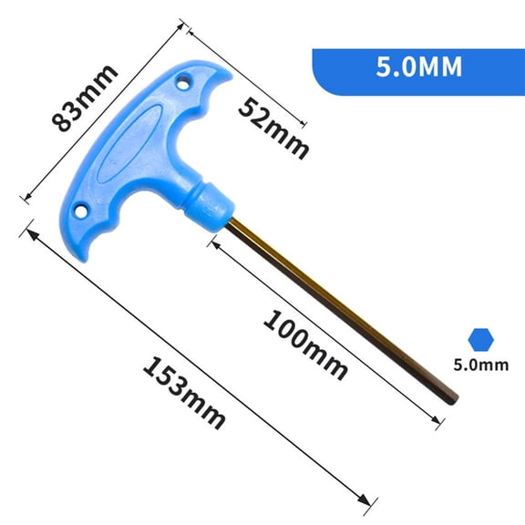 T-Handle Hex Key Set For H2–H10 Metric Sizes, Long Handle Alloy Wrench Tool With Comfort Grip,For Furniture Assembly, DIY And (H5)