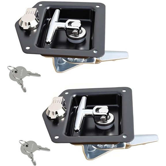 T Handle Latch Rv  Door Tool Box Lock Replacement with  Gasket Stainless Steel T-Handle Lock 2 count/1pc (Black-2pcs)