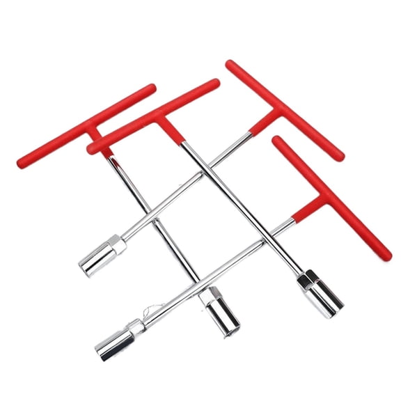 T Handle Metric Socket Wrench Set,Rubber Coated Hex Hexagon Motorcycle Car Repairing, Chrome Vanadium Steel, Red, 3 Pack Set