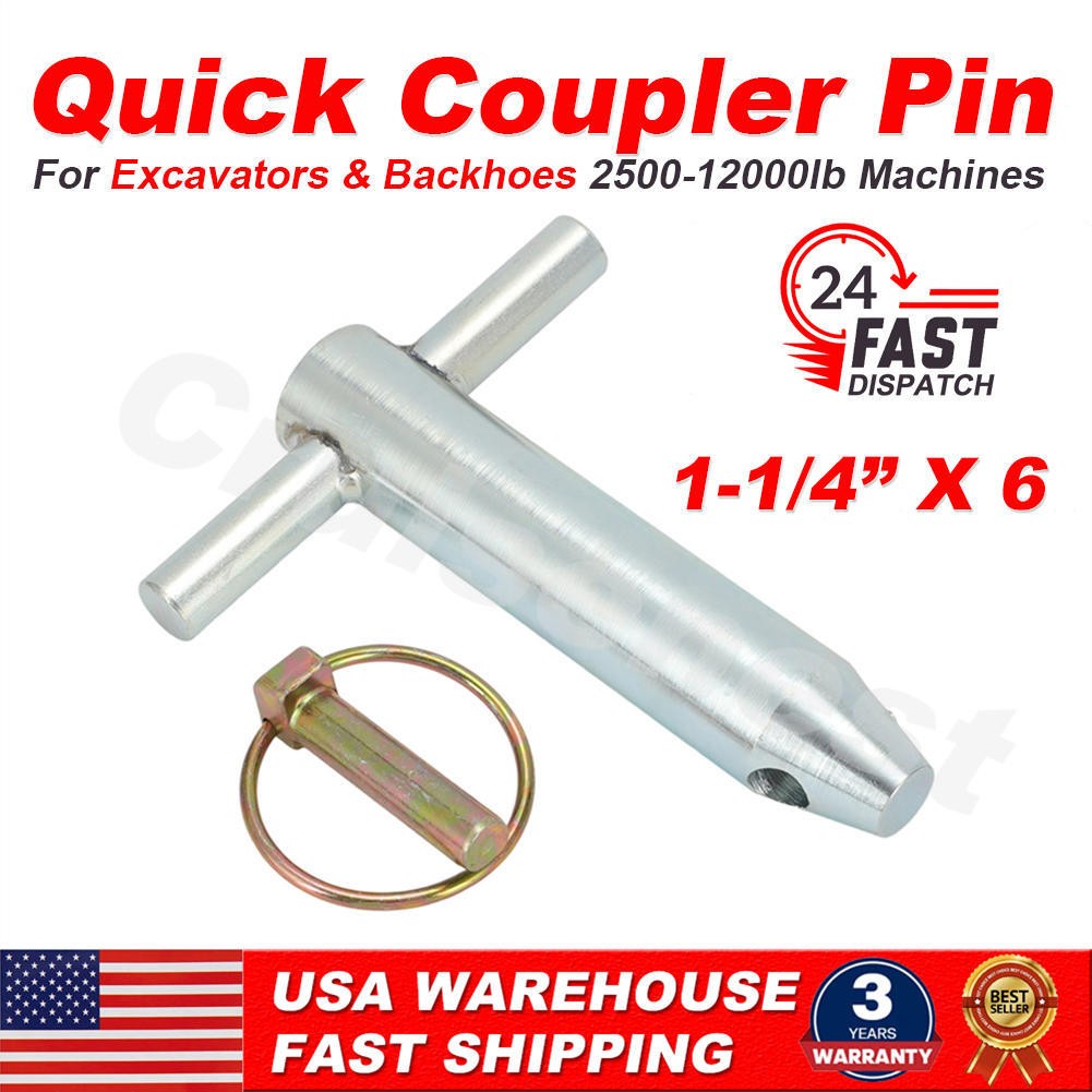 T-Handle Quick Coupler Pin For Backhoe & Excavator 2500-12000lb 1-1/4 ...