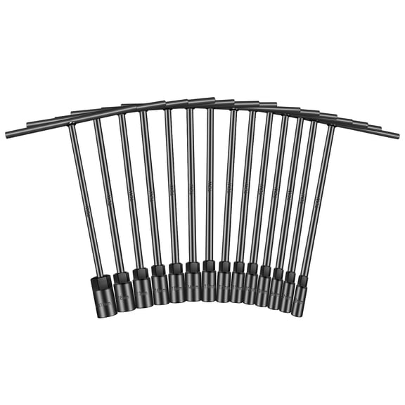T-Handle Socket Wrench Set, 14-Piece Metric Handle Wrenches -6, 7, 8, 9, 10, 11, 12, 13, 14, 15, 16, 17, 18, 19mm, CR-V Steel, 6-Point Socket handles for Motorcycle Car Bicycle Repairing
