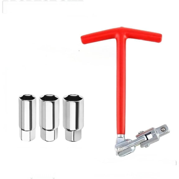 T-Handle Spark Plug Socket Wrench Kit (16mm/18mm/21mm) - Professional Remover & Installer Tool for Motorcycles, Lawn Mowers, ATVs, Snowblowers, Small Engines etc - 3 Sizes