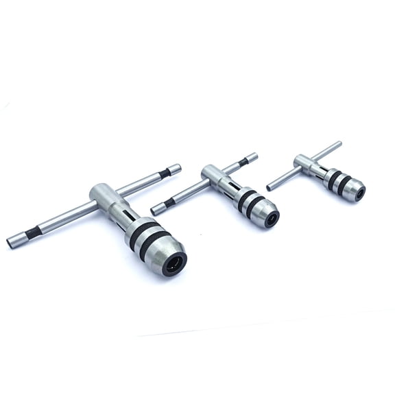 T-Handle Tap Wrench Set of 3 PCS Solid Collet Jaws for Tapping & Reaming