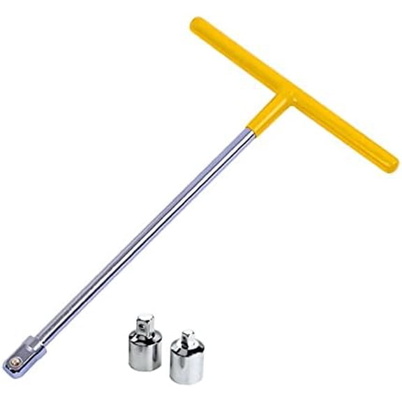 T Handle Wrench,1/2-Inch Drive T Handle Socket Driver with 1/4 and 3/8 Adaptors,Yellow