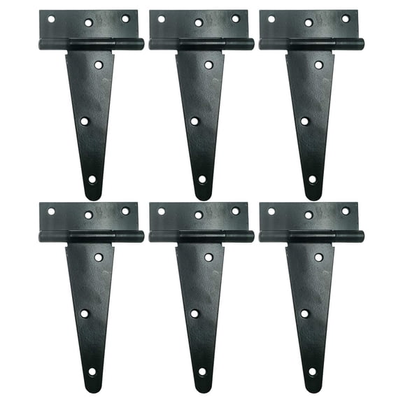 T Hinge, Tee Hinge, T Strap Hinge, Shed Hinge, Gate Hinge, Barn Hinge, Fence Hinge, Door Hinge Wrought Rustproof Black 6 inch