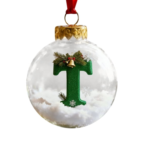T Holiday Letter Ball Holiday Ornament For Christmas Tree Decoration Festive Accent