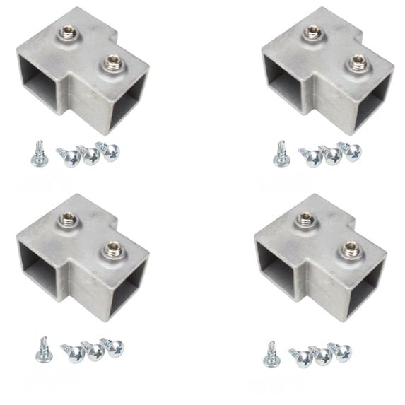 Rostek T Intersection Connector, Set of 4 — 1-Inch Square Tube Metal Frame Connectors for DIY Construction and Custom Frames