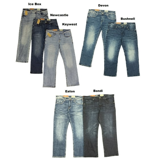 T.K. Axel Men's Flattering Slim Boot Cut Button & Zip Stretch Denim Jeans (Newcastle, 34x30)