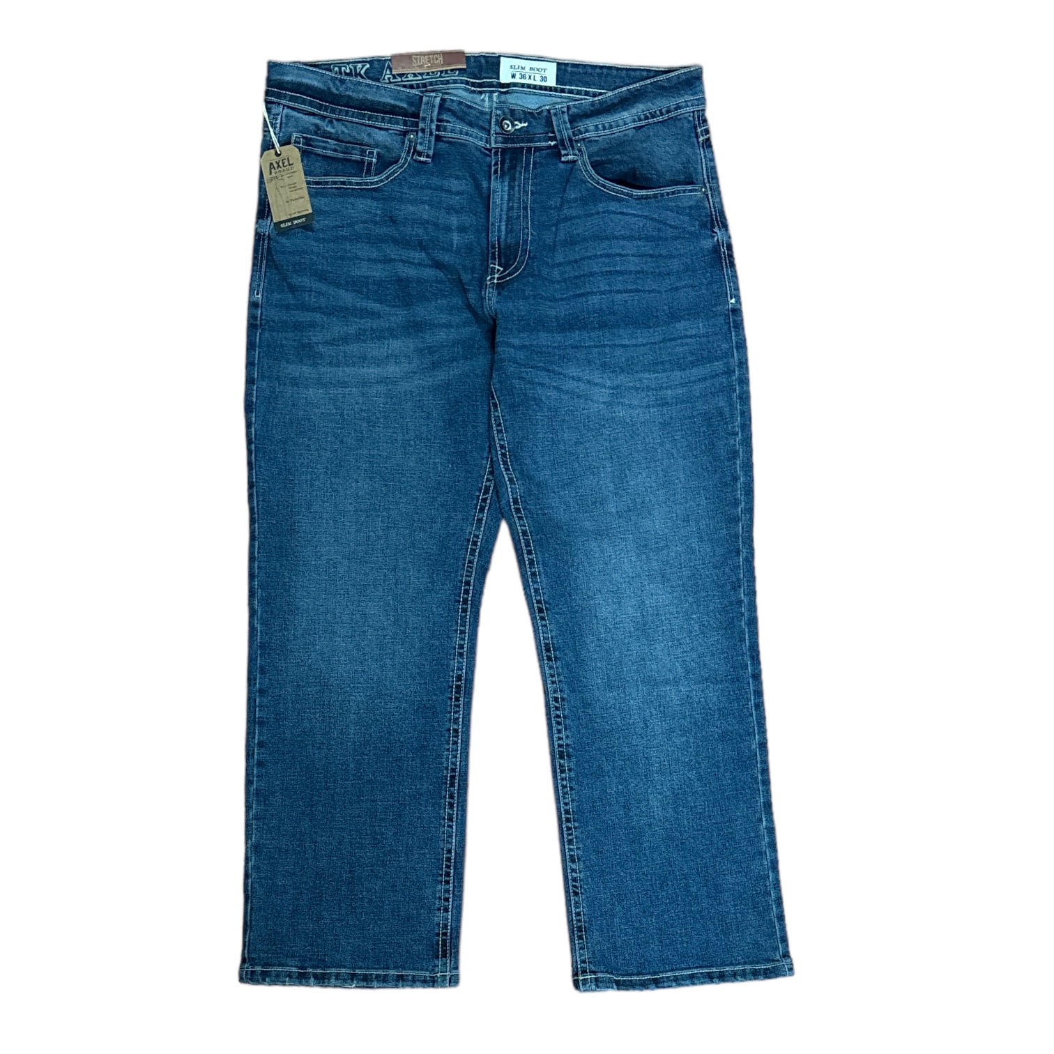 【AAKE】FLAP POCKET BRUSH DENIM T.K. Axel Men's Slim Boot Cut Stretch Denim Jeans, 5 Pocket