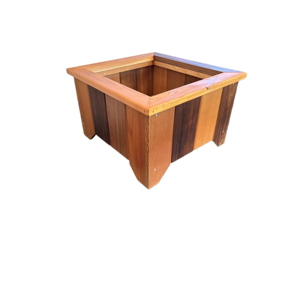 T&L Medium Square Planter Box - cedar stained