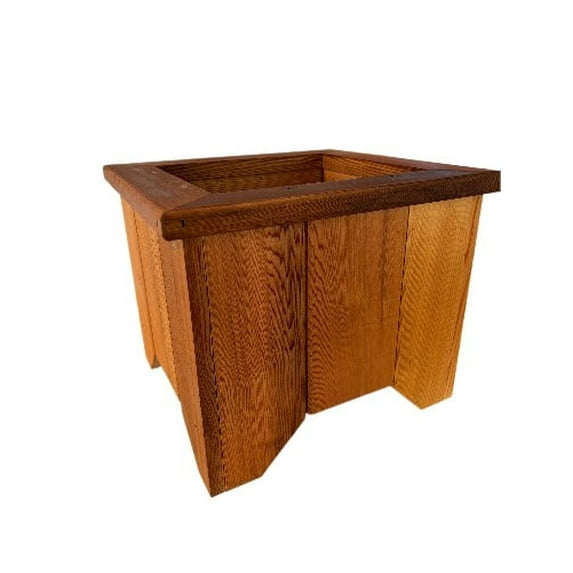 T&L Small Square Planter Box - cedar stained