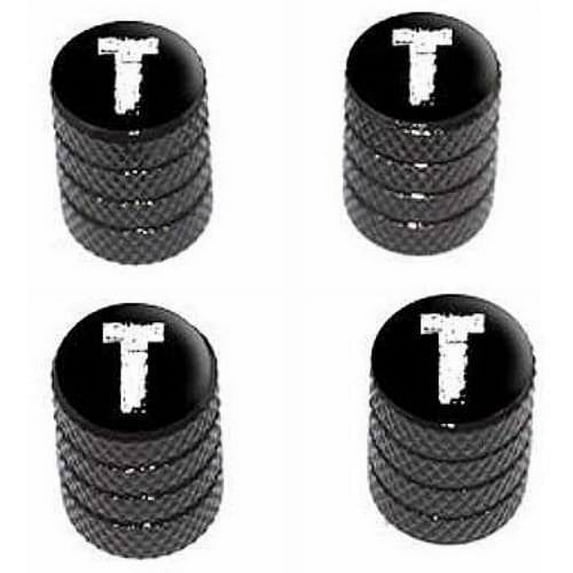 T Letter Distressed Tire Rim Wheel Aluminum Valve Stem Caps, Multiple Colors