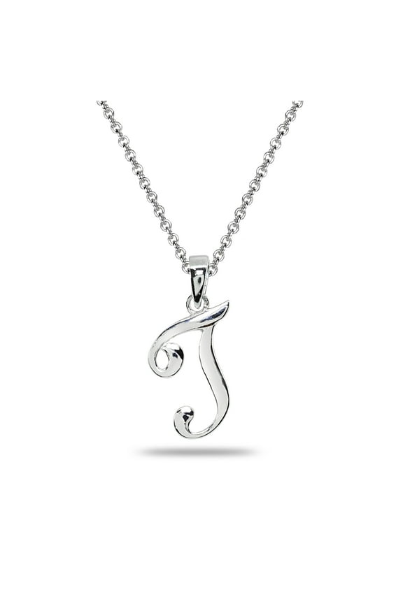 T Letter Initial Alphabet Name Personalized 925 Sterling Silver Pendant Necklace