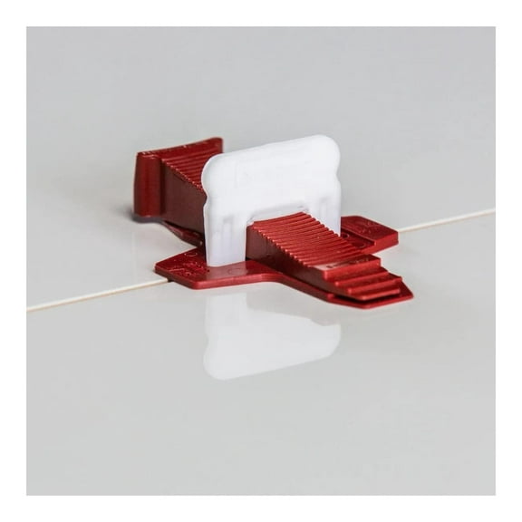 T-Lock Tile Bases 100-Pack - Leveling System Spacers for Stone & Glass - Reusable Wedge & Clip Protectors - 0.5mm, 1mm, 2mm, 3mm Grout Spacers Red