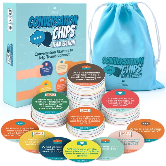 T MARIE Conversation Chips Team Building Game, Workplace Ice Breaker Cards, Coworker Conversation Starters, Team Bonding Activity for Adults