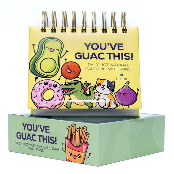 T Marie Brand Punny Motivational Desk Calendar - Daily Perpetual Calendar to Use Year after Year - Cute Office Decor, Positive Affirmation Gifts