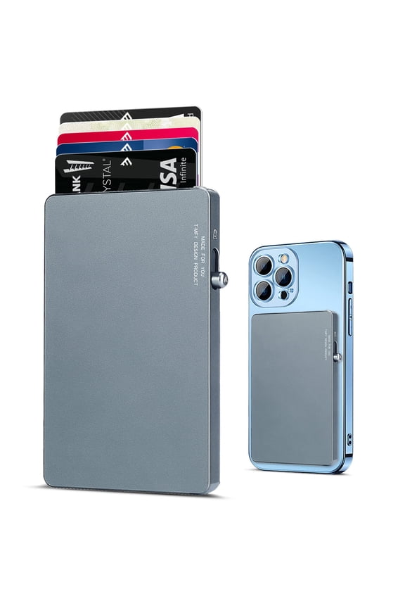 Minimalist Credit Card Wallet with Magnetic Ring - Slim Aluminum Wallet - RFID Blocking& Lock Design - Small Magnetic Card Holder Wallet Compatible with All Type Phone for Men&Women A101