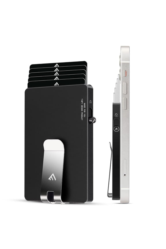 Minimalist Magnetic Wallet for Men, Pop Up Credit Card Holder wallet with Money Clip, Aluminum Slim RFID Blocking Cash Magnet Phone Wallets A101