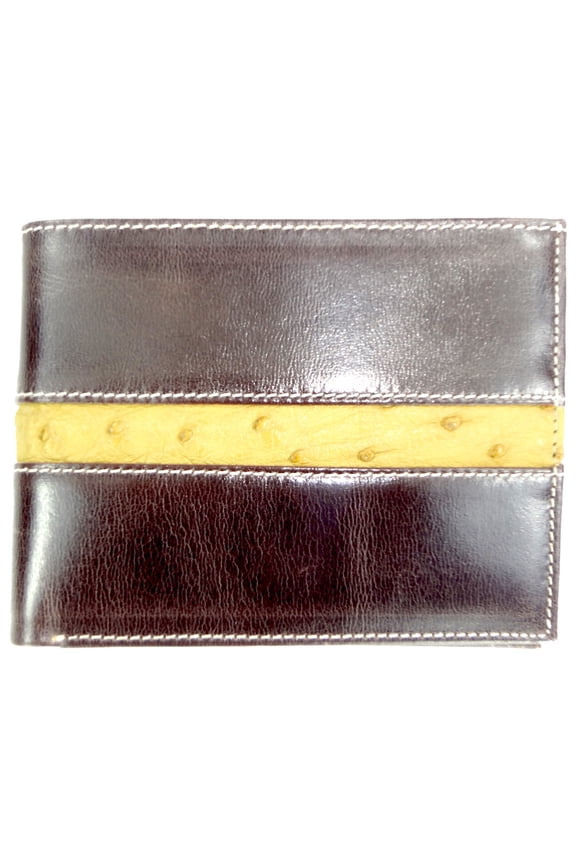 T. Marcus CALFSKIN LEATHER WALLET BIFOLD RFID Blocking Vegetable Tanned OSTRICH