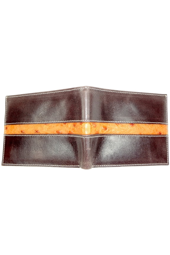 T. Marcus CALFSKIN LEATHER WALLET BIFOLD RFID Blocking Vegetable Tanned OSTRICH