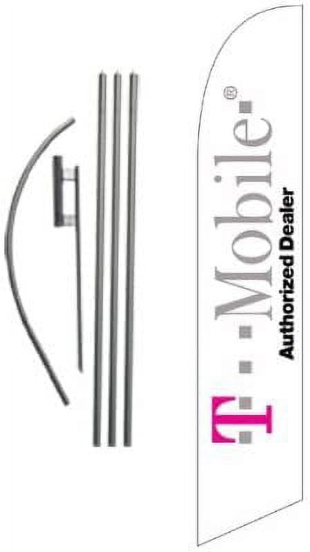 T-Mobile Authorized Dealer Advertising Feather Banner Swooper Flag Sign with Flag Pole Kit and Ground Stake