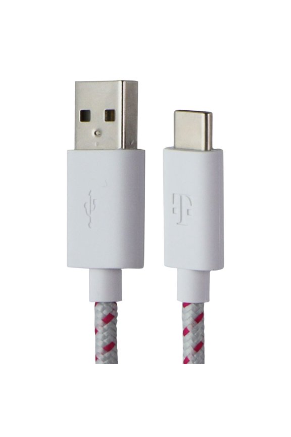 Braided USB-A to USB-C Cable 1m - Pink / Gray