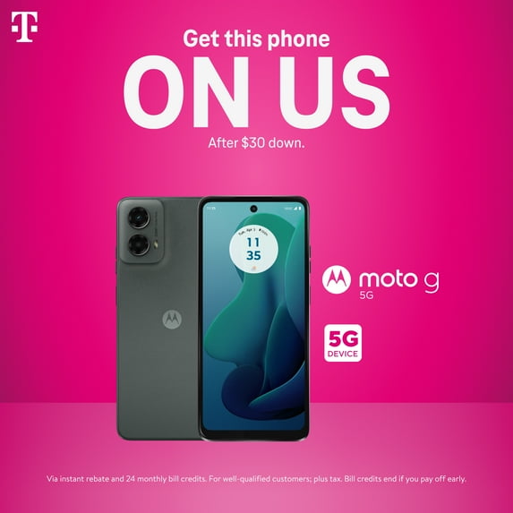 T-Mobile Moto G 5G 2024, 128GB, Green - Postpaid Smartphone
