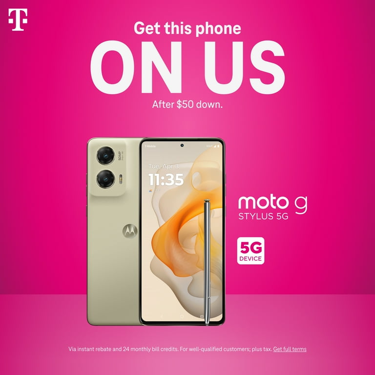 T-Mobile Moto G Stylus 5G 2024, 128GB, Brown - Postpaid Smartphone
