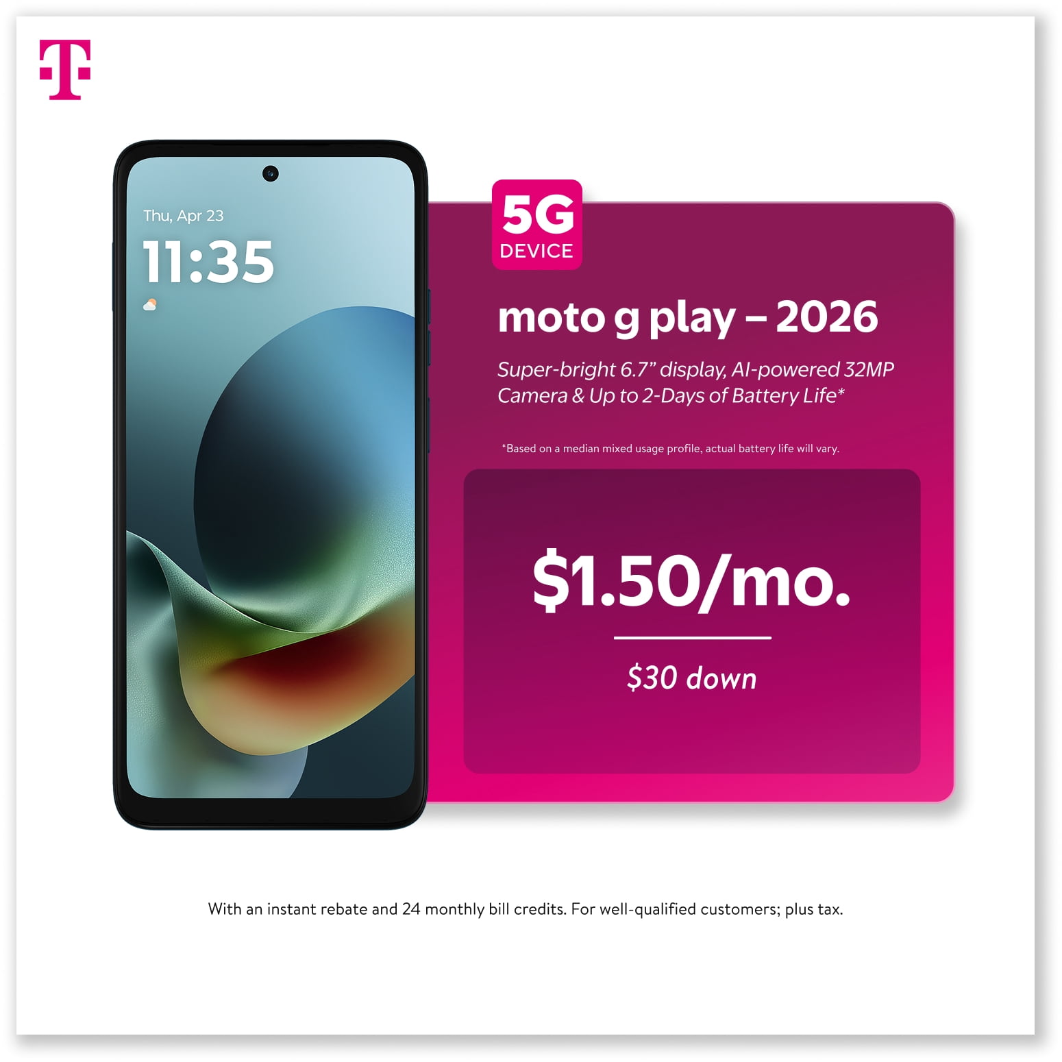 T-Mobile Postpaid Moto G Play 2026 64GB Pantone Tapestry