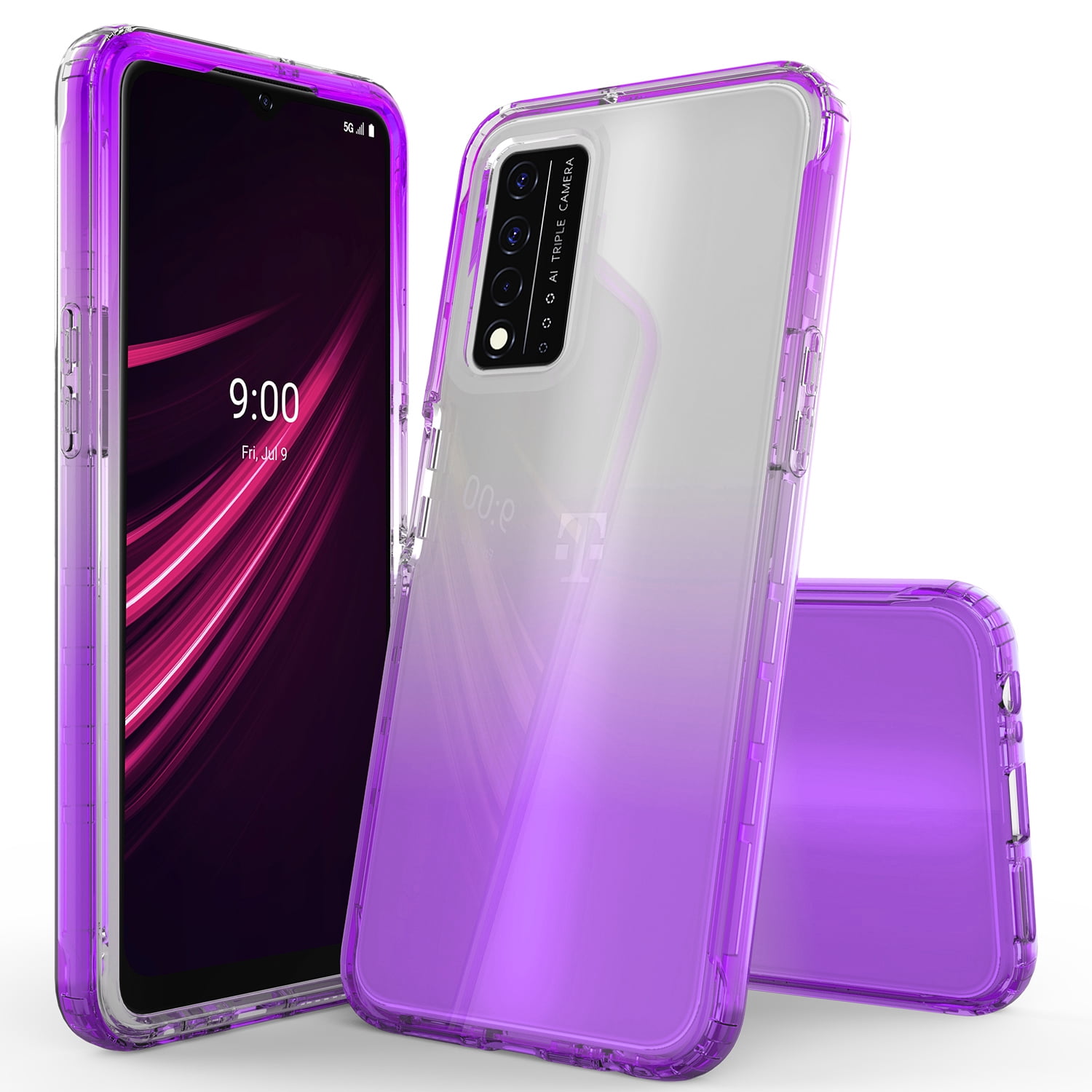 Gradient Color Well-protected Phone Case for Realme GT2 Pro, Tempered Glass  + PC + TPU Slim Lightweight Hybrid Cover - Gradient Purple Wholesale