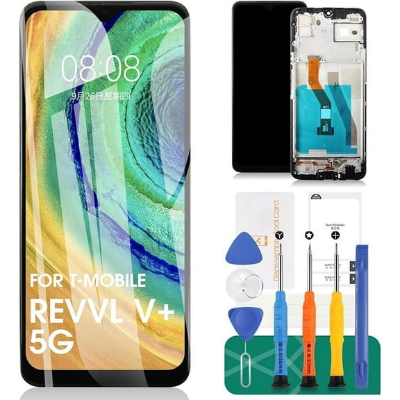 for T-Mobile REVVL V+ 5G Screen Replacement for T-Mobile REVVL V+ 5G LCD Replacement Screen for T-Mobile REVVL V Plus 5G Display Touch Screen Digitizer Assembly Replacement with Frame WTRVL5G