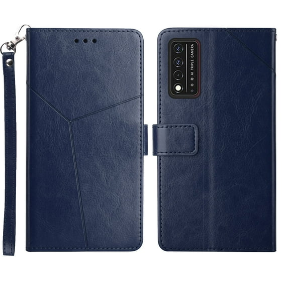 for T-Mobile REVVL V Plus 5G Wallet Case, Premium PU Leather with Wrist Strap Card Slots Shockproof Protective Magnetic Closure Flip Folio Cover Phone Case for T-Mobile REVVL V+ 5G - Blue