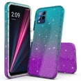 thumbnail image 1 of T-Mobile Revvl 6 Pro 5G Case, Rosebono Hybrid Glitter Sparkle Transparent Colorful Gradient TPU Skin Cover Protection Case For T-Mobile Revvl 6 Pro 5G (Teal/Purple), 1 of 4