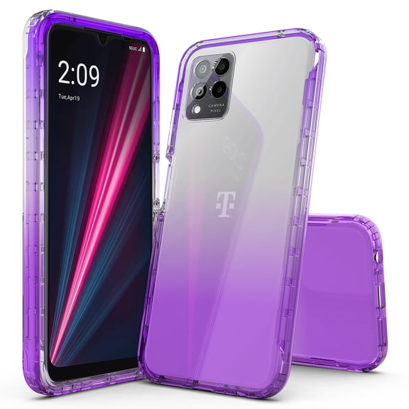 T-Mobile Revvl 6 Pro 5G Case, Rosebono Hybrid Gradient Transparent Soft TPU Clear Skin Cover Protection Case For T-Mobile Revvl 6 Pro 5G (Purple)