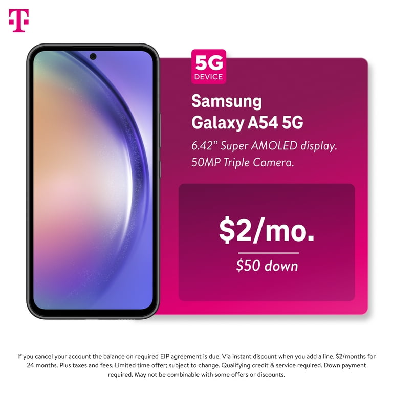 Samsung Galaxy A54 5G 128GB 6GB RAM Prepaid T-Mobile Smartphone 