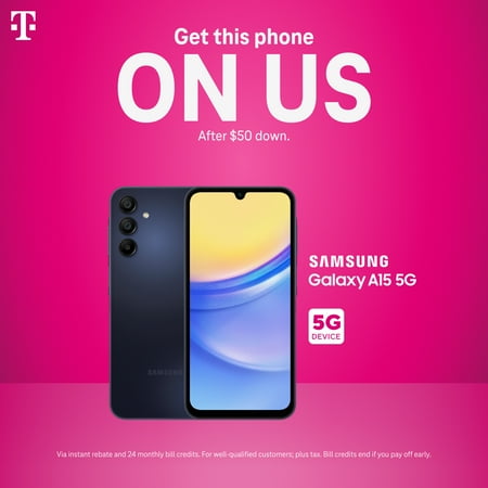 T-Mobile Samsung Galaxy A15 5G, 128GB, Blue - Postpaid Smartphone
