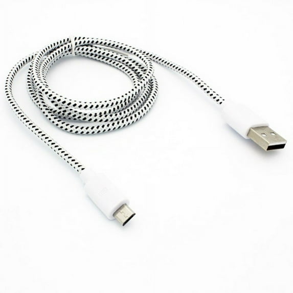 T-Mobile Samsung Galaxy Note 4 White Braided 6ft Long USB Cable Rapid Charge Wire Sync Durable Data Sync Cord Micro-USB W1K