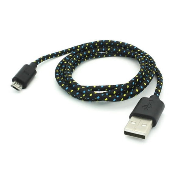 T-Mobile Samsung Galaxy S7 Edge Black Braided 10ft Long USB Cable Rapid Charger Sync Wire Micro-USB Data Sync Cord Supports Fast Charging Z7V