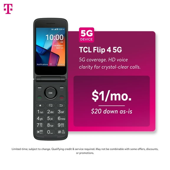 T-Mobile TCL Flip 4, Gray, Postpaid Phone (Locked to T-Mobile)