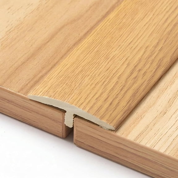 T Molding Floor Transition Strip: PVC Floor Flat Divider Strip Self Adhesive Floor Edging Trim Strip Cuttable for Joining Floor Gaps Doorways, Wood Grain Finish (A10)
