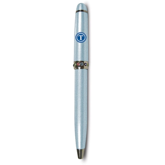Pavilion Gift Company - "T" Monogrammed Blue Pen - 4.25" with Colored Gems