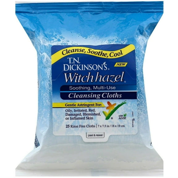 T.N. Dickinson's Witch Hazel Soothing Multi-Use Cleansing Cloth with Aloe 25 ea (Pack of 6)
