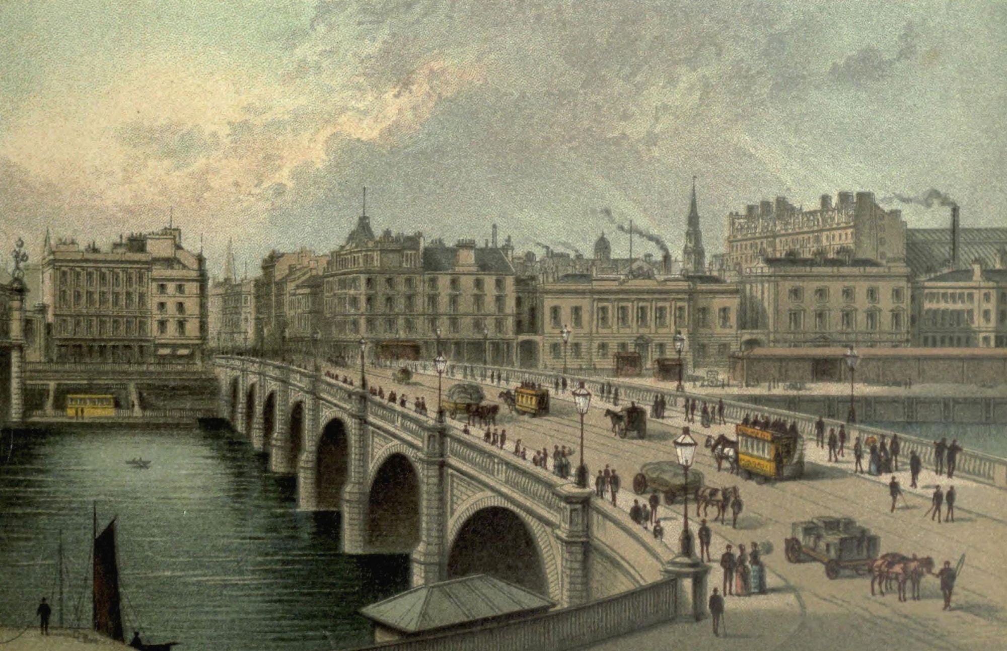 T Nelson & Sons Souvenir of Scotland 1897 Broomielaw Bridge Glasgow Canvas Art - T Nelson & Sons (18 x 24)