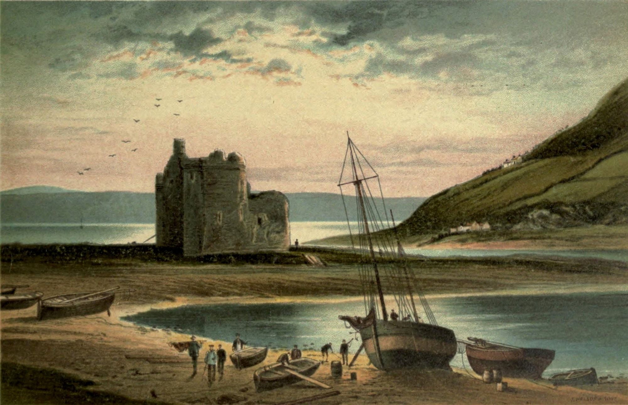 T Nelson & Sons Souvenir of Scotland 1897 Castle Loch Ranza Canvas Art - T Nelson & Sons (18 x 24)
