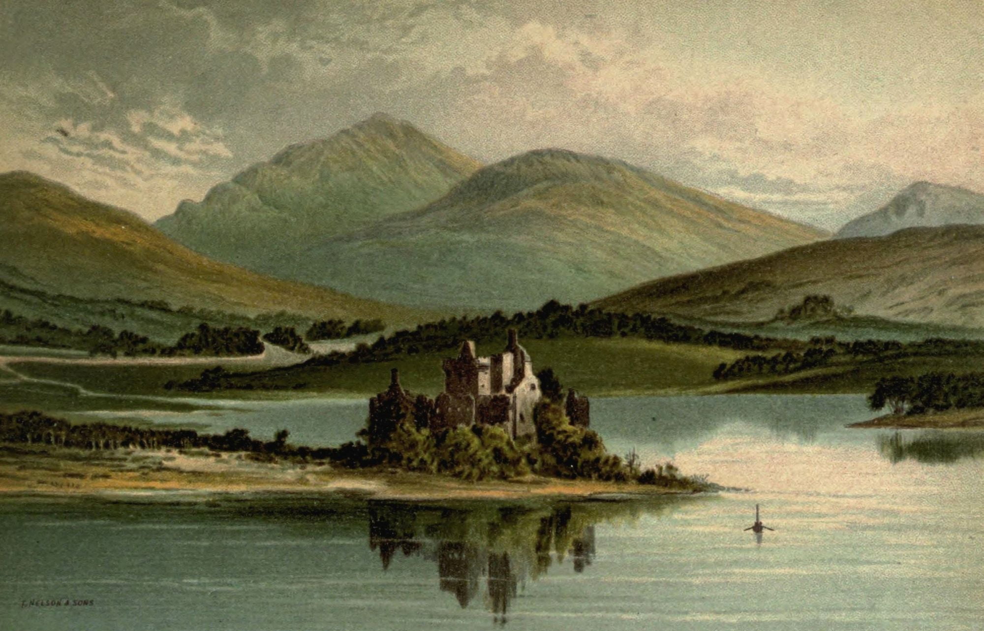 T Nelson & Sons Souvenir of Scotland 1897 Loch Awe Kilchurn Castle Canvas Art - T Nelson & Sons (18 x 24)